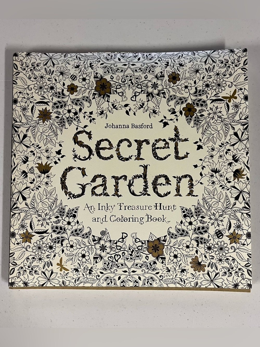 Secret Garden Adult Coloring Book - Cream with Gold Accents